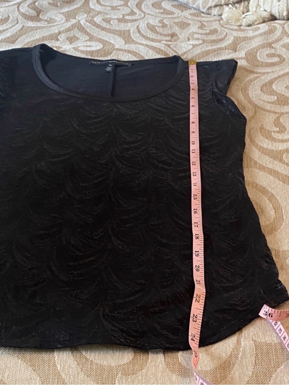 WHBM Black Shimmer Textured Cap Sleeve Top XS - Picture 8 of 8